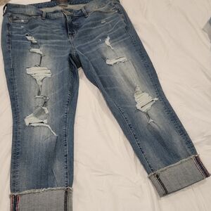 Torrid Blue Ankle Cropped Distressed Jeans